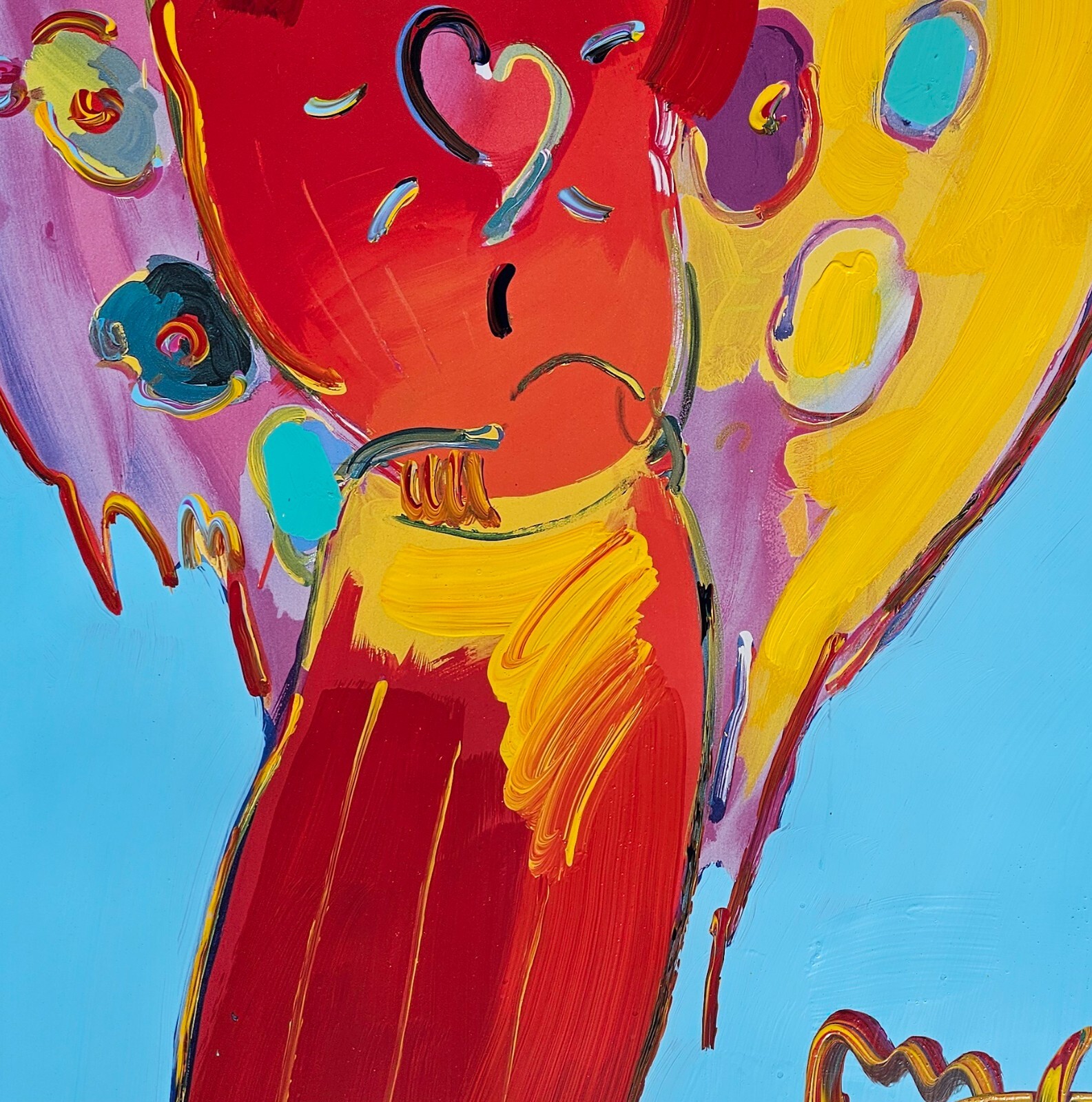 PETER MAX Angel with Heart Unique Original Painting Hand signed FRAMED POP Art