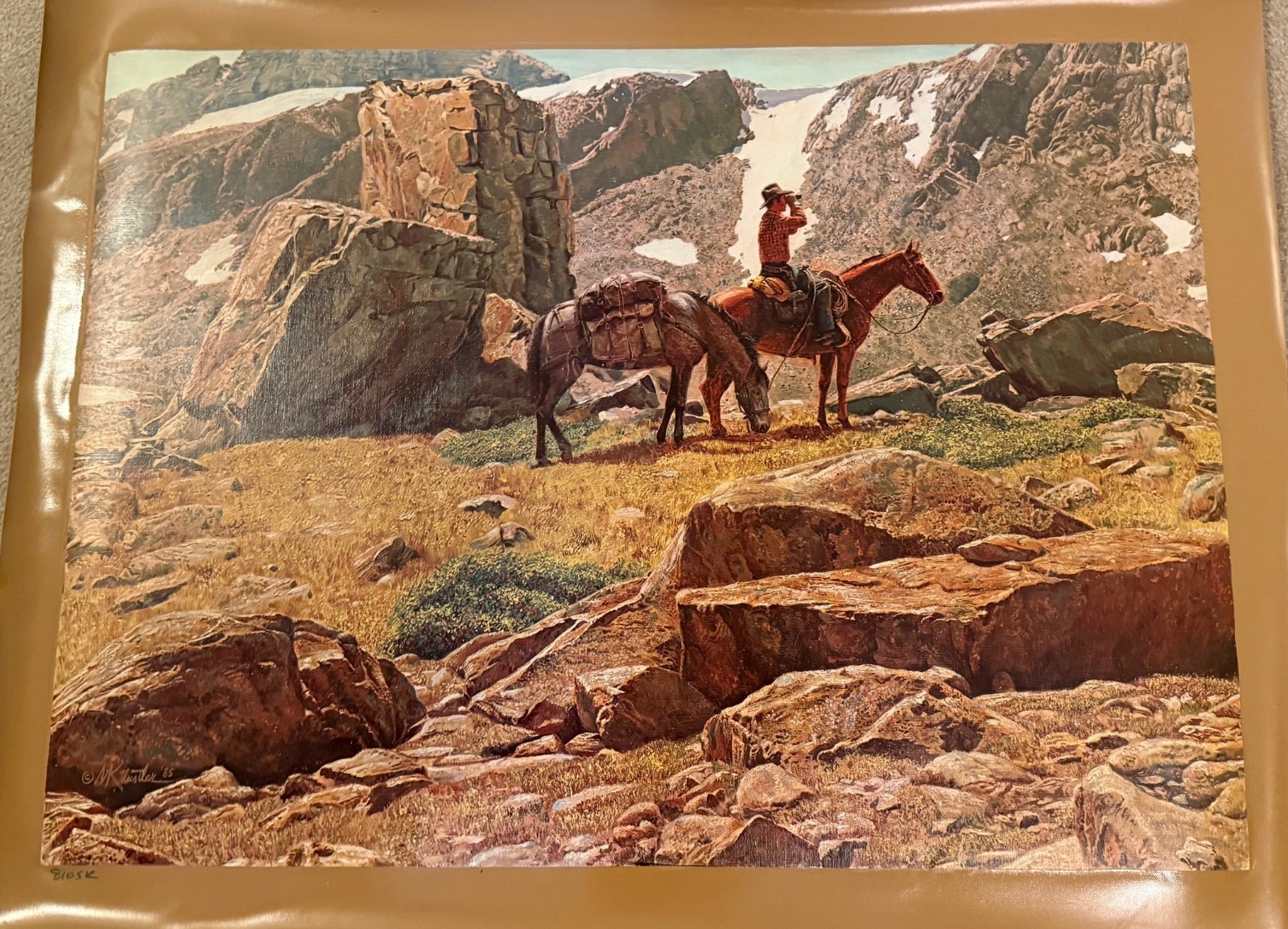 AUTHENTIC ARTAGRAPH OIL «BIG HORN RENDEZVOUS » BY M. KUNSTLER, SIGNED 44/1000