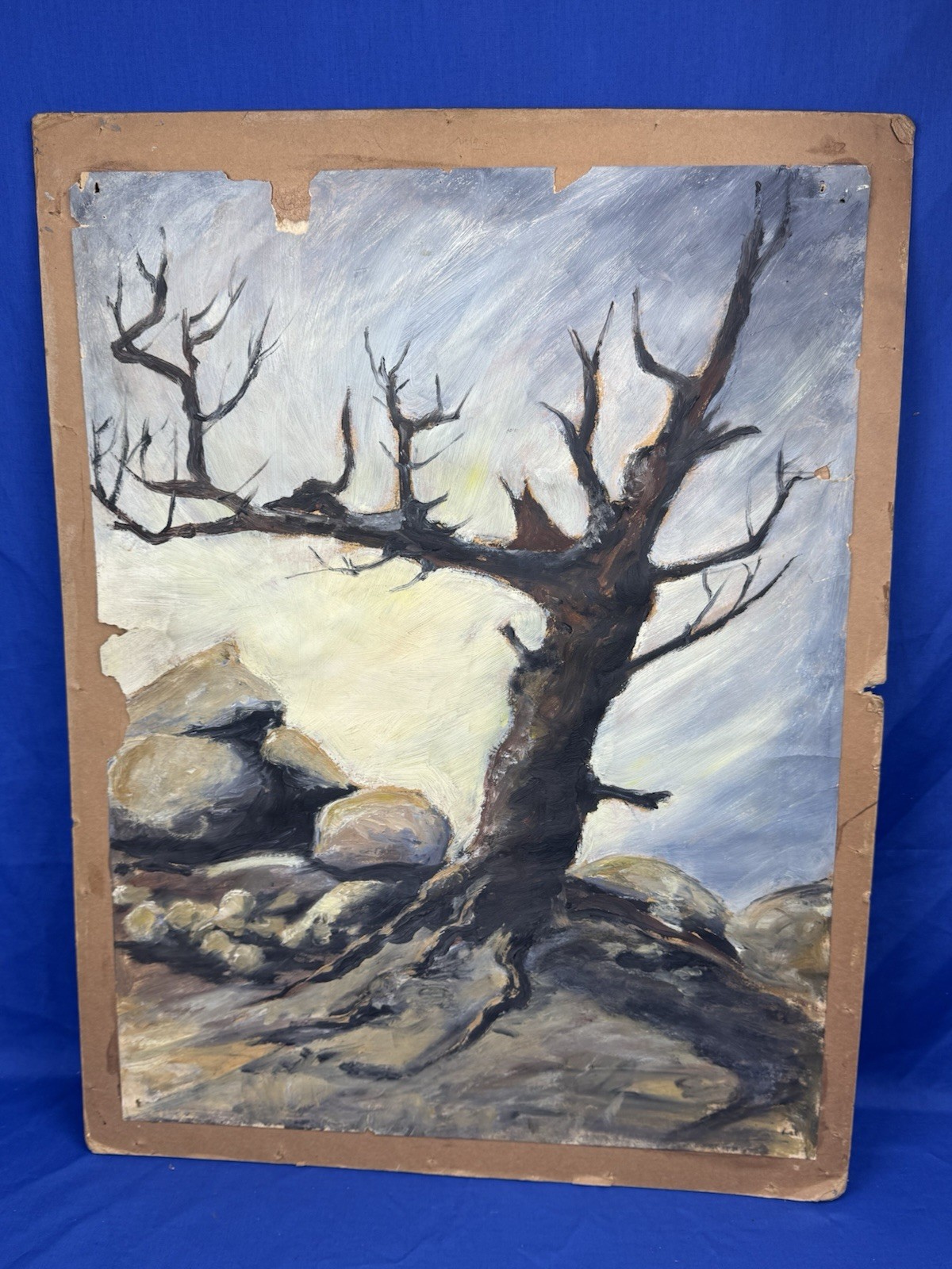 Vintage Painting on Paper w/ Mounting Board – 22.5″ x 17.25″ Painting Only