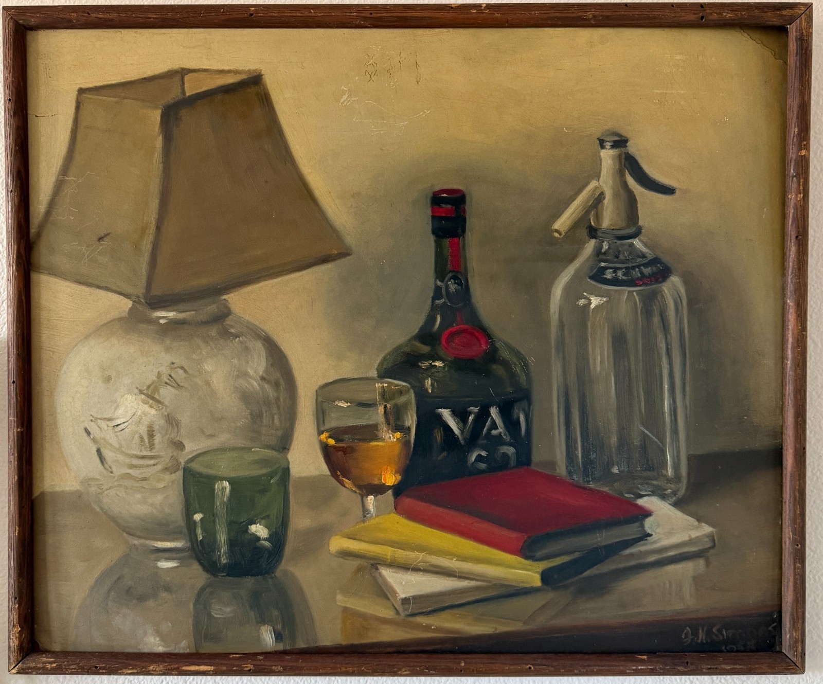Vintage Original Still Life Oil Painting Signed Framed Bottle Art