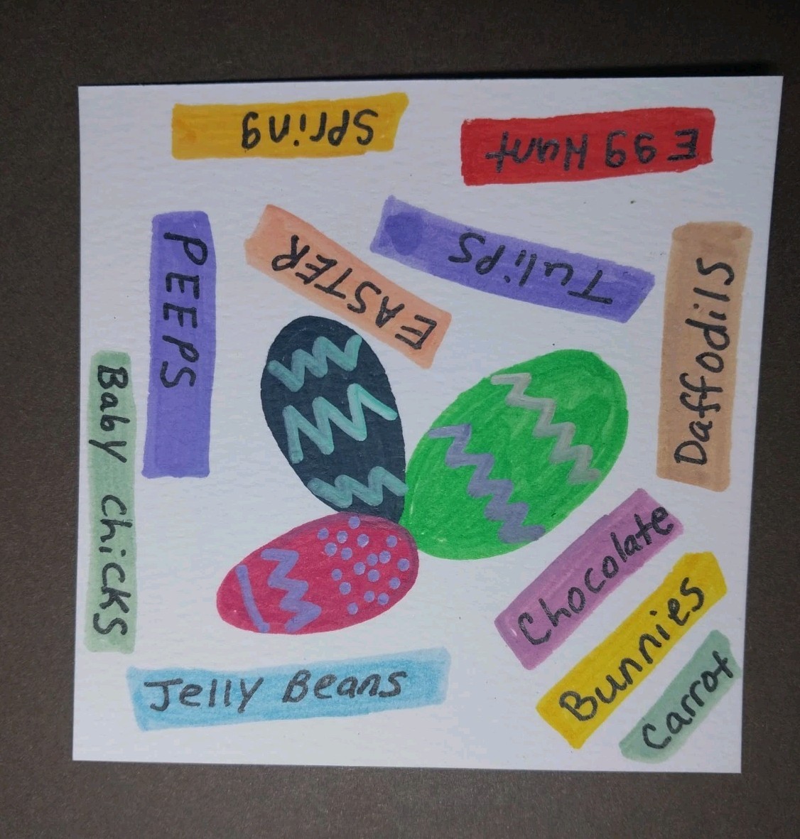 4×4 Easter Original Painting Art Fun Cute Word Artwork Whimsical Paper By GAT