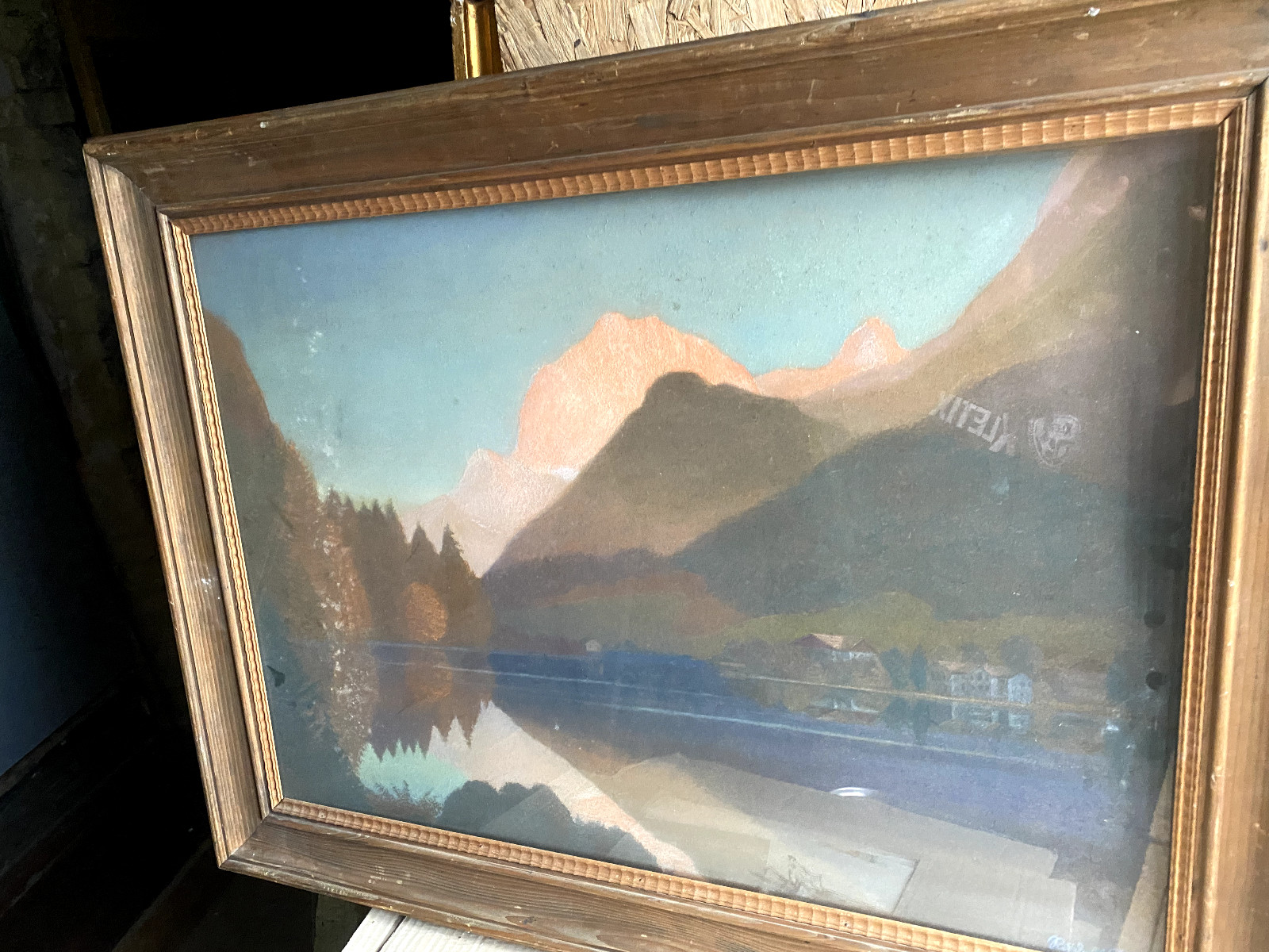 ::PASTEL °HINTERSEE WITH EQUESTRIAN ALPINE ALPS °RUDOLF ZIHR °ART NOUVEAU EVENING GLOW