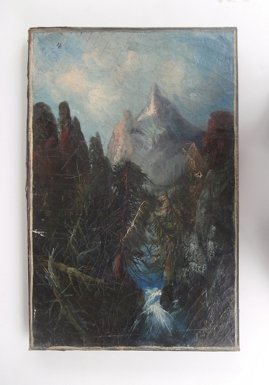 1860s Artist SIGNED «FB» 19th C. PAINTING Frederick Butman ROCKY MOUNTAIN SCHOOL
