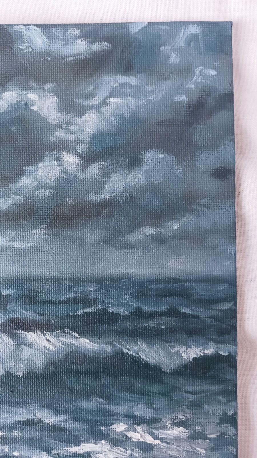 ORIGINAL Oil Painting Impressionism Moody Ocean Waves Nocturne Boat 8″x10″
