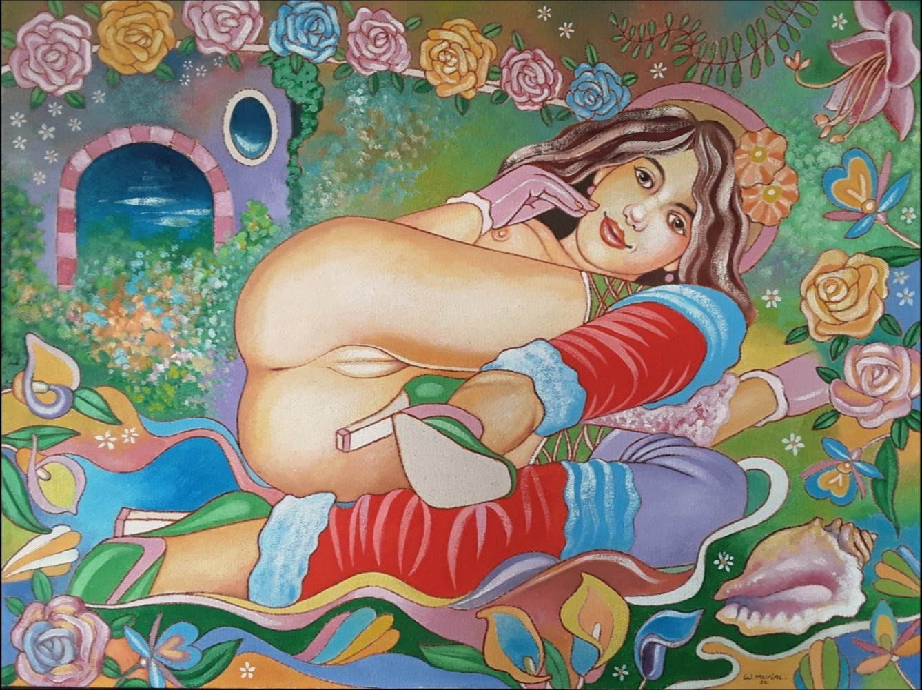 Erotic, oil on canvas on hardboard 60 x 80 cm, «Springtime», Lovely Lisa Art.