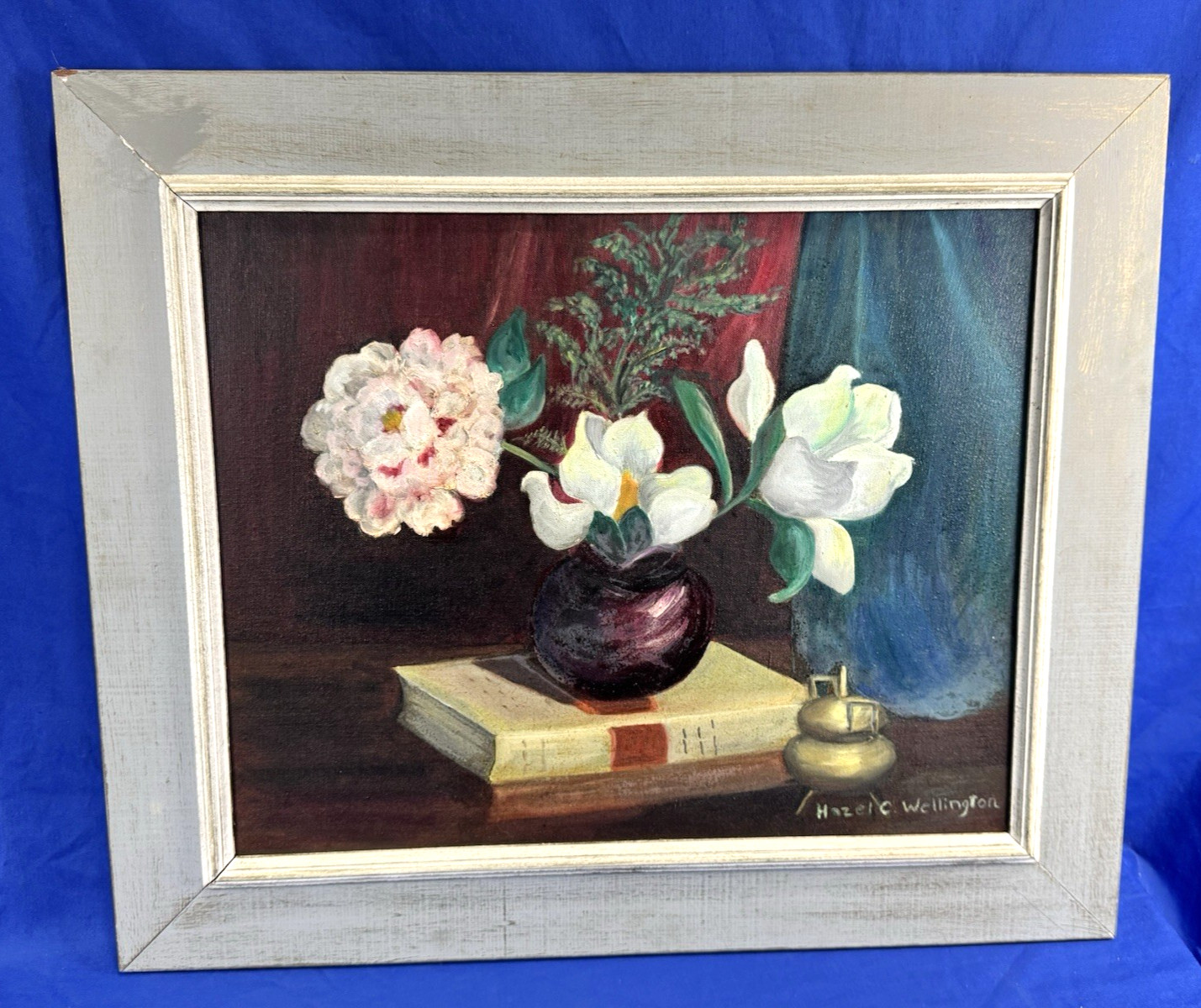 C.1965 Oil on Canvas Stretcher STILL LIFE 20×16 Hazel Wellington, Somerville MA