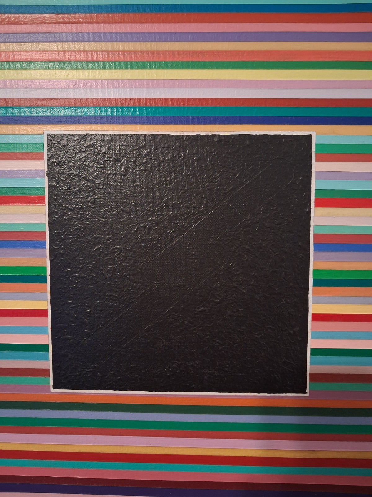 Op-Art Style 20th Century Abstract Geometric Painting, Framed, 25″x25″