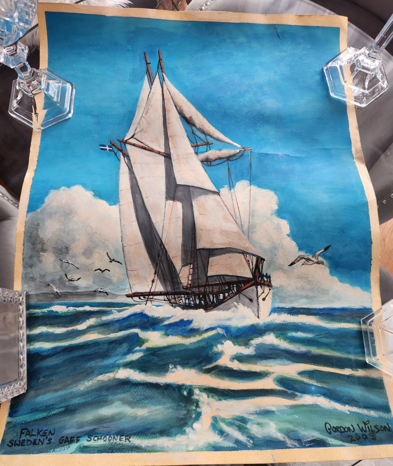 Original Maritime Painting Falken Sweden’s Gaff Schooner