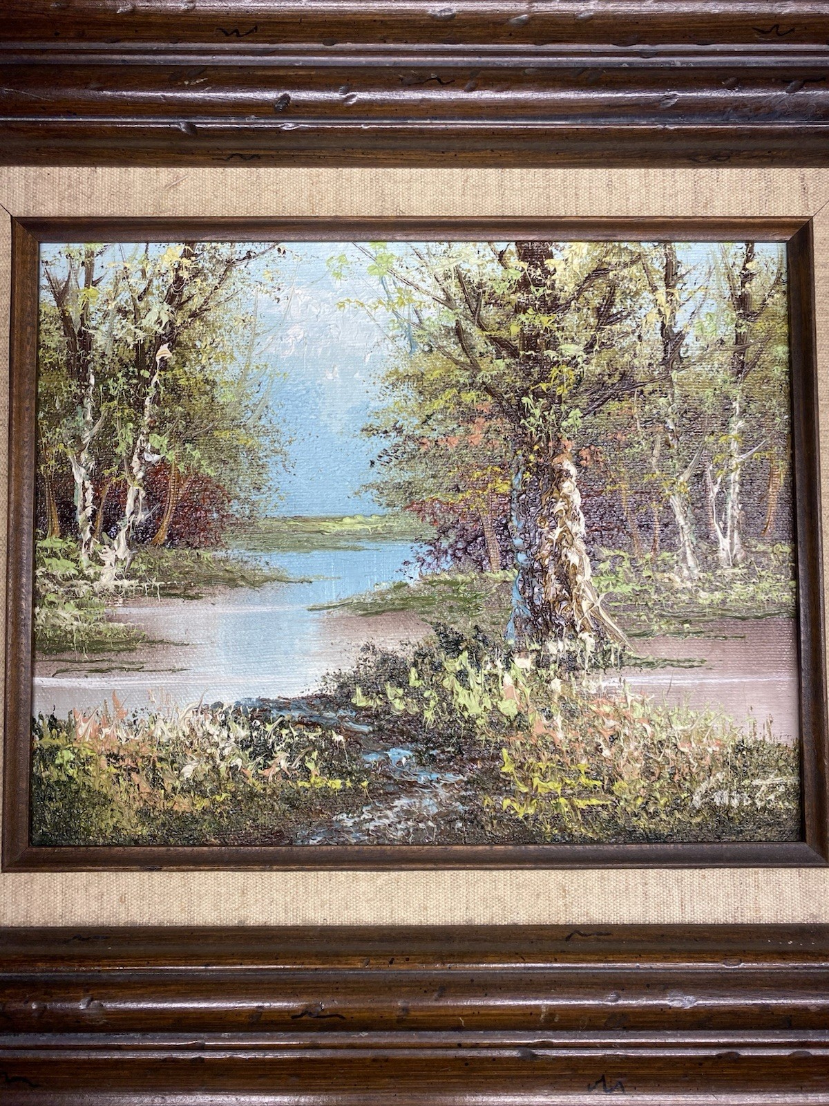 Vintage Framed Landscape Oil Paintings Paisley & Conti Woodland River Art