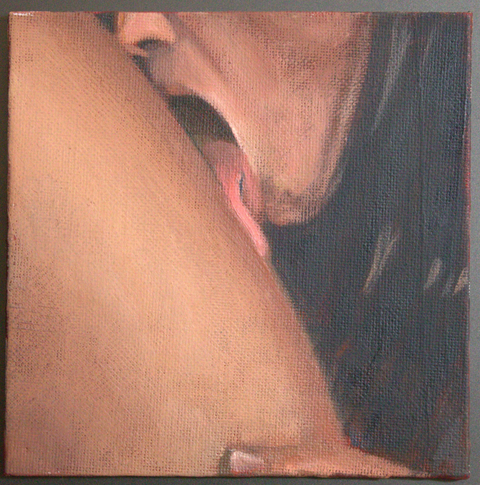 Female Erotic Oil Painting, 5»x5» Signed and dated Lesbian Interest