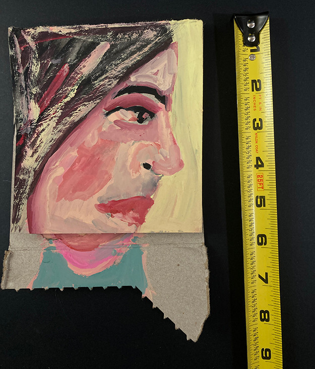 Handmade Book Art Unique 2 Original Woman & Man Portrait Paintings Cardboard