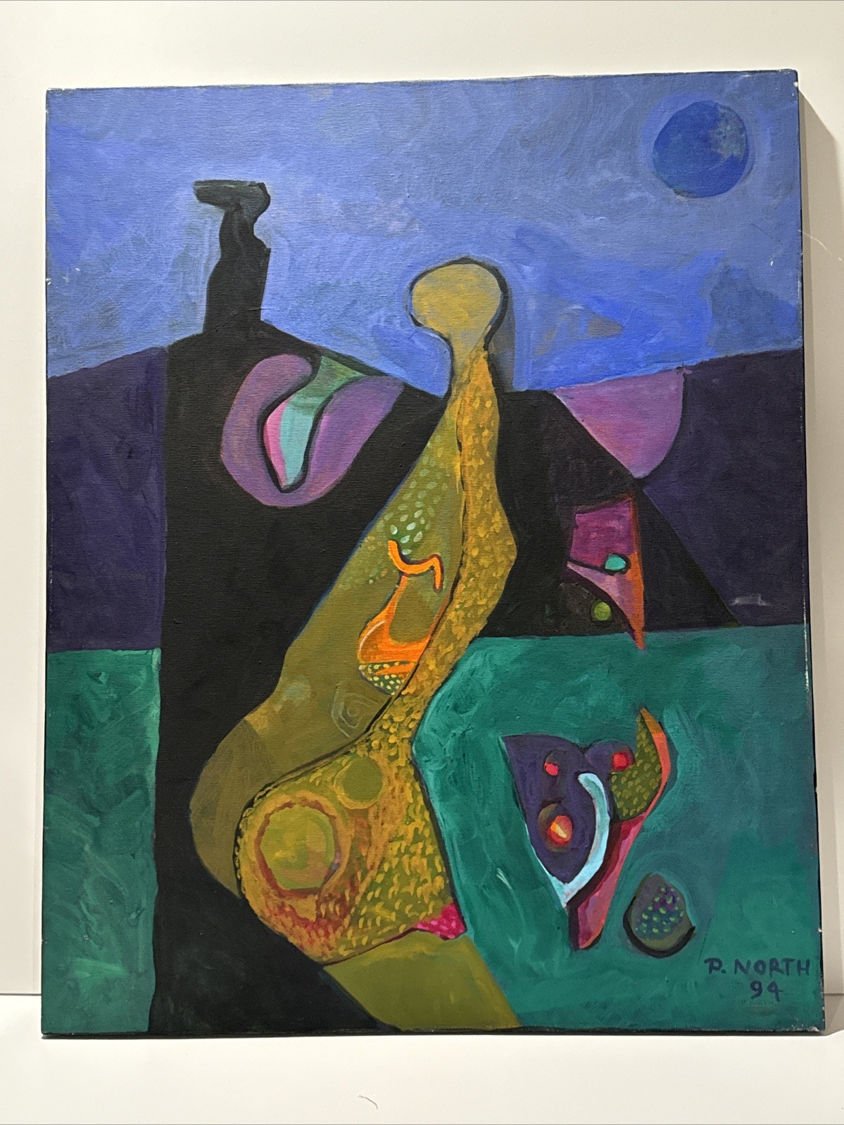 ABSTRACT PAINTING VINTAGE PHILIP NORTH CUBIST CUBISM FIGURES ORIGINAL High Noon