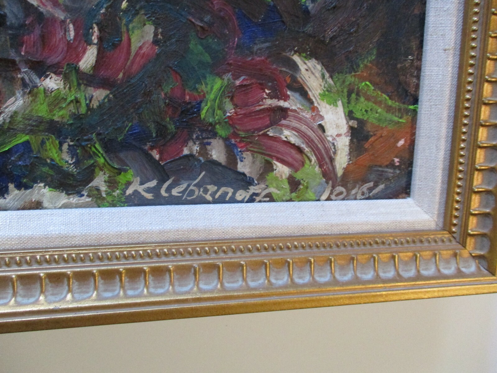 LARGE OIL PAINTING ABSTRACT EXPRESSIONIST MODERNIST KLEBANOFF CHUNKY COLORFUL