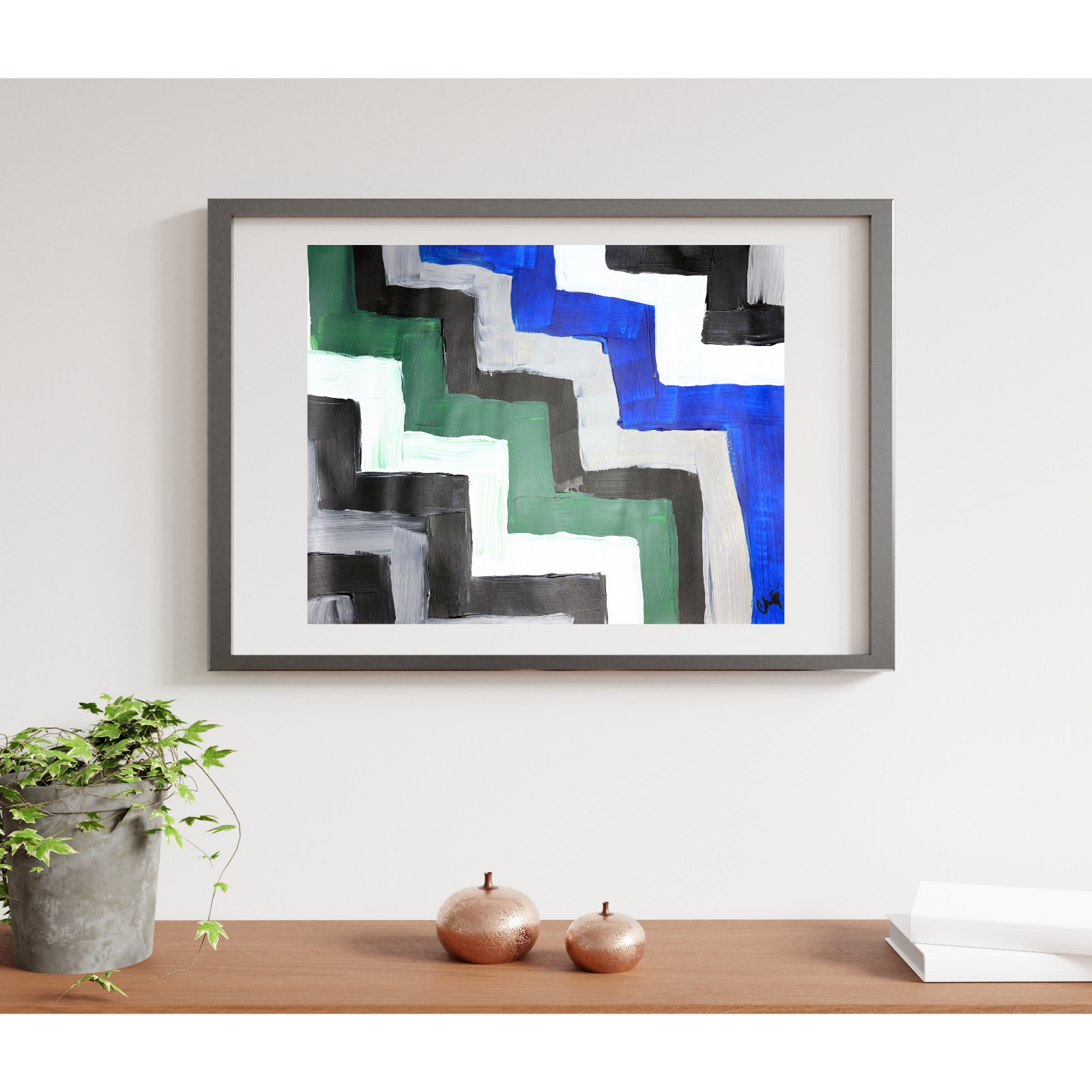 Geometric Abstraction 11×14 Multi-Color Original Hand Painted Paper #2