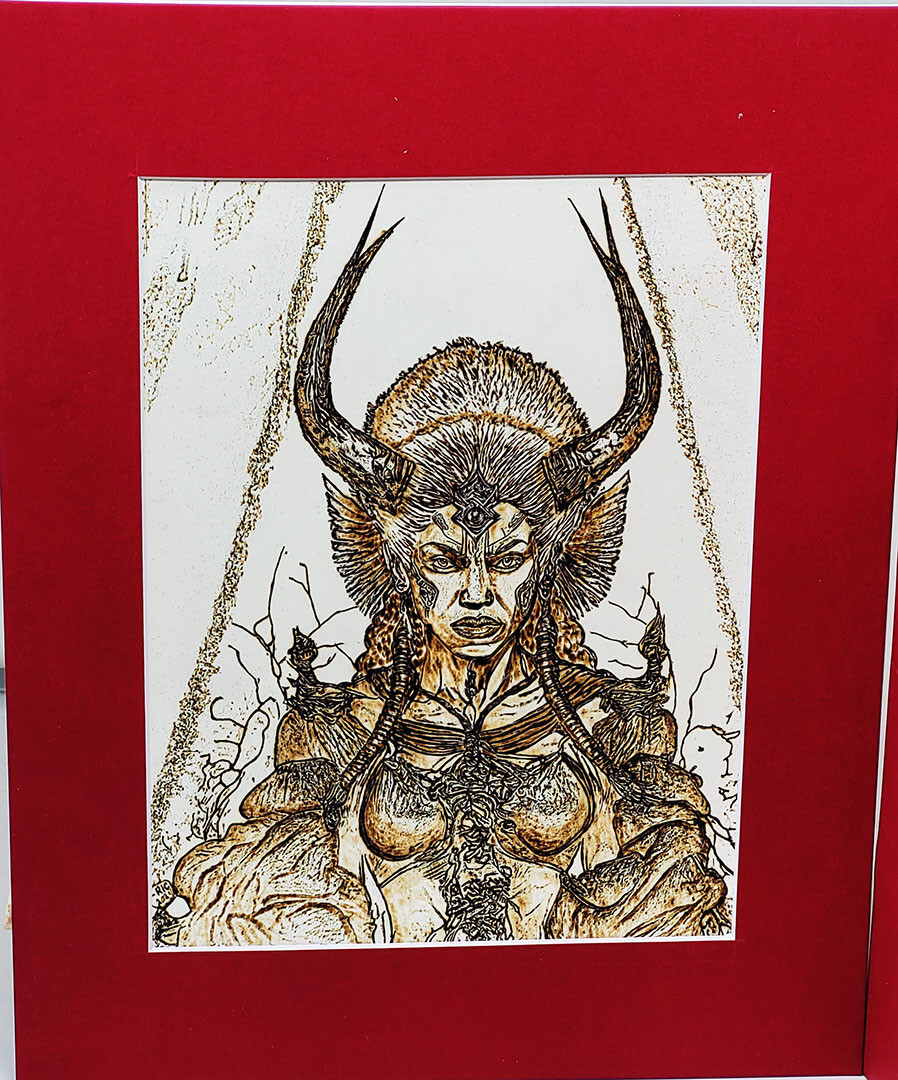 Divine Wood Burning & Painting Combo – Crafted Ritual Artwork