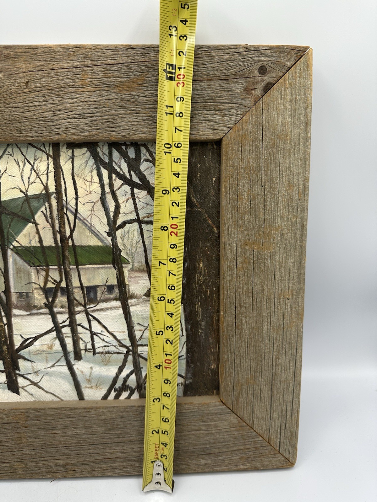 Signed Painting Snowy Barn Landscape Nature Scene Barn Wood Frame Farmhouse
