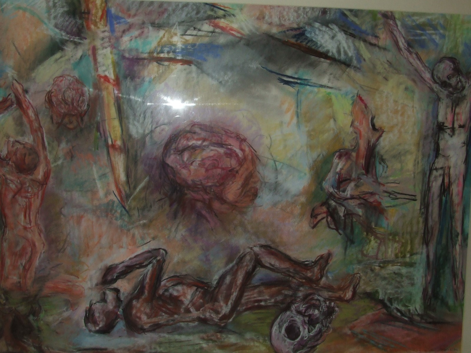 Huge Tortured Souls Framed Signed Pastel Painting by Listed Artist Suzanne Hodes