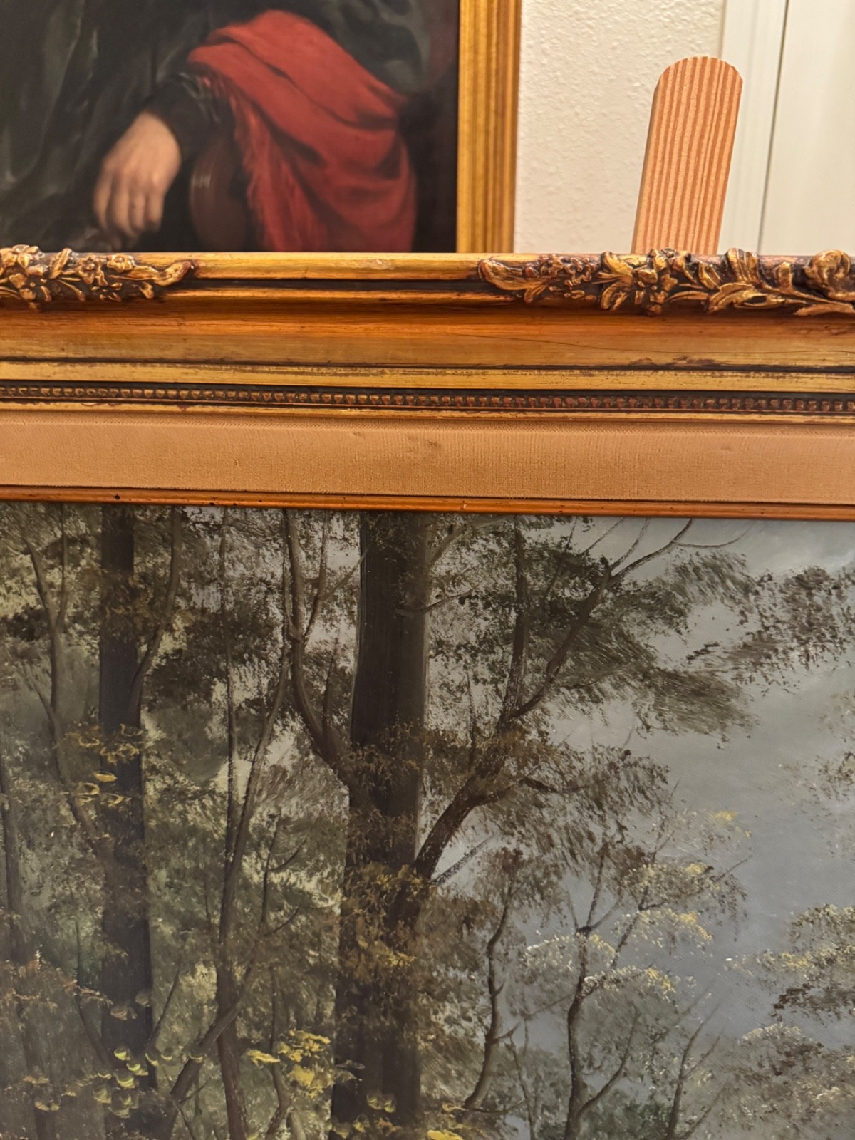 Deep In The Forest Ornate Wood Framed Oil Painting By De Ong 43″ x 31″