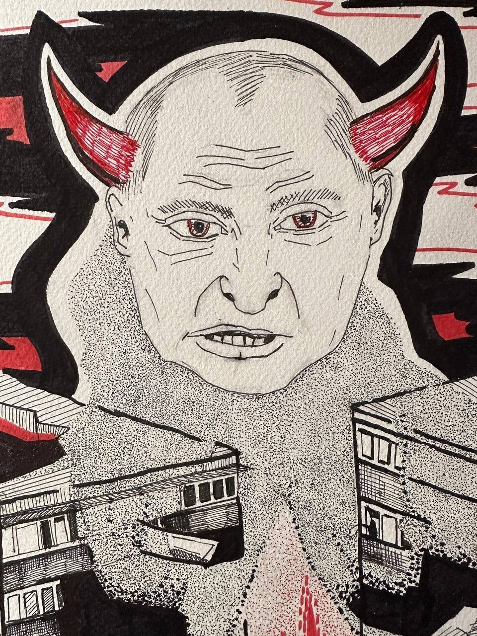 Painting by Ukrainian artist Kostyuk-Shostka «Devil Putin»