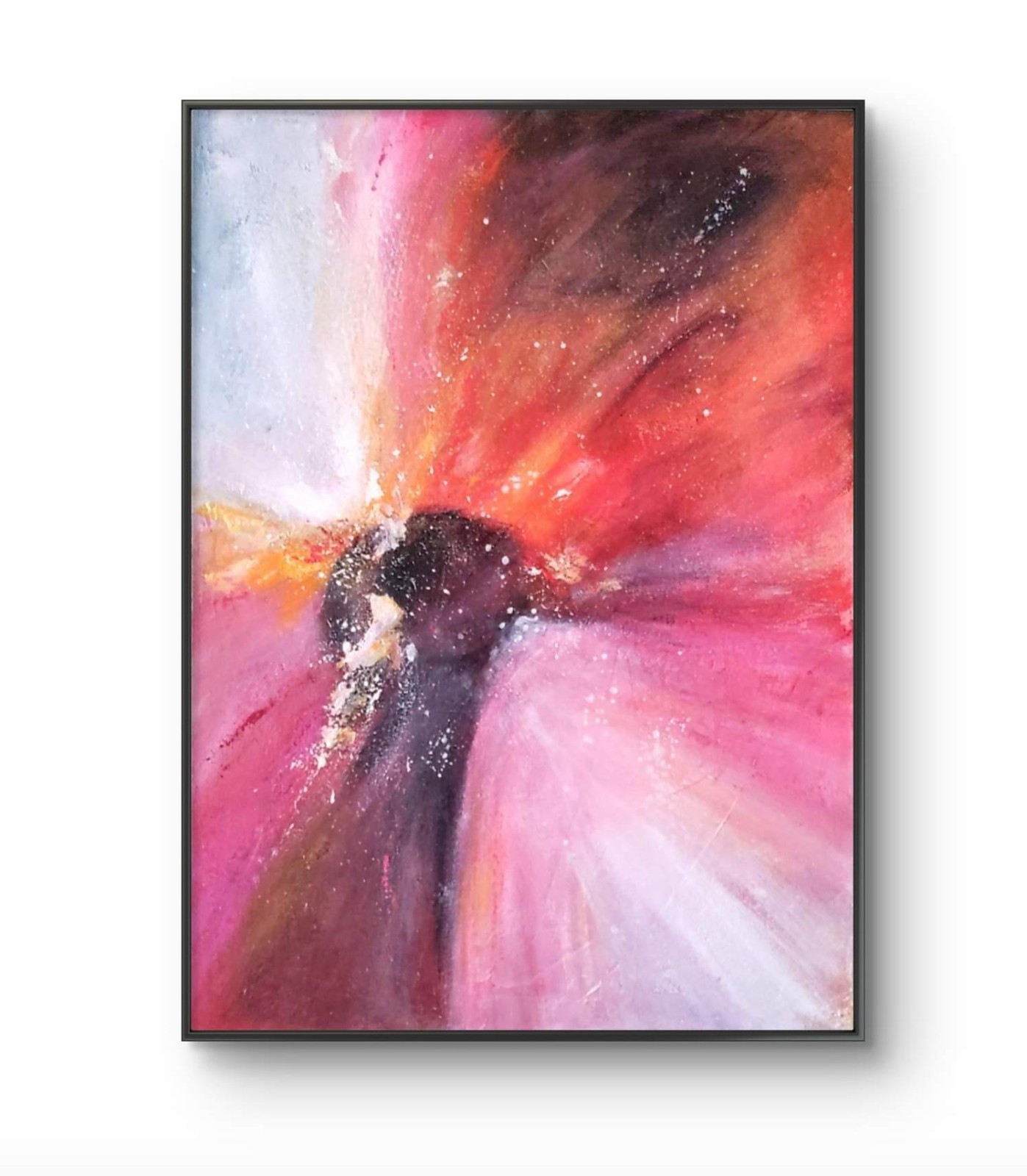 Original Expressionist Closeup Red Flower 18 x 24 Acrylic Art Painting