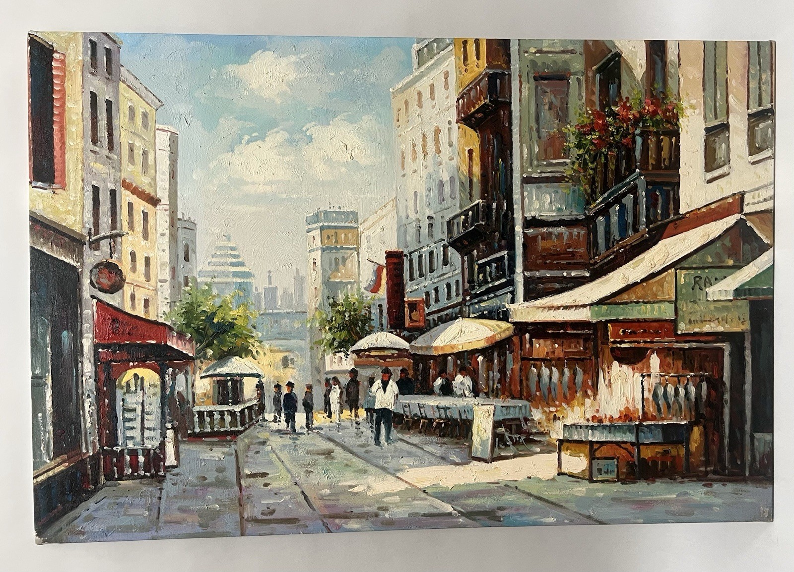 Italian Sidewalk Cafes Oil Painting 24×36