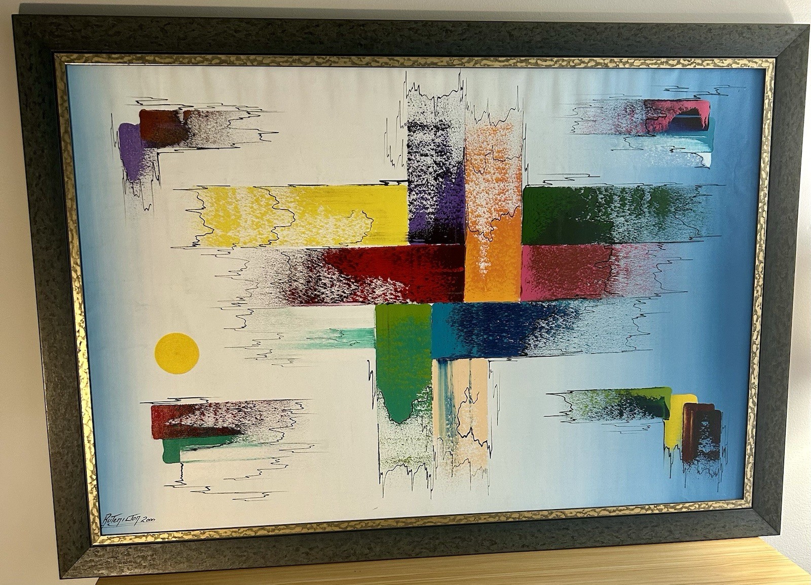 Rutenilton Melo Original Abstract Painting Framed Contemporary Brazilian Canvas