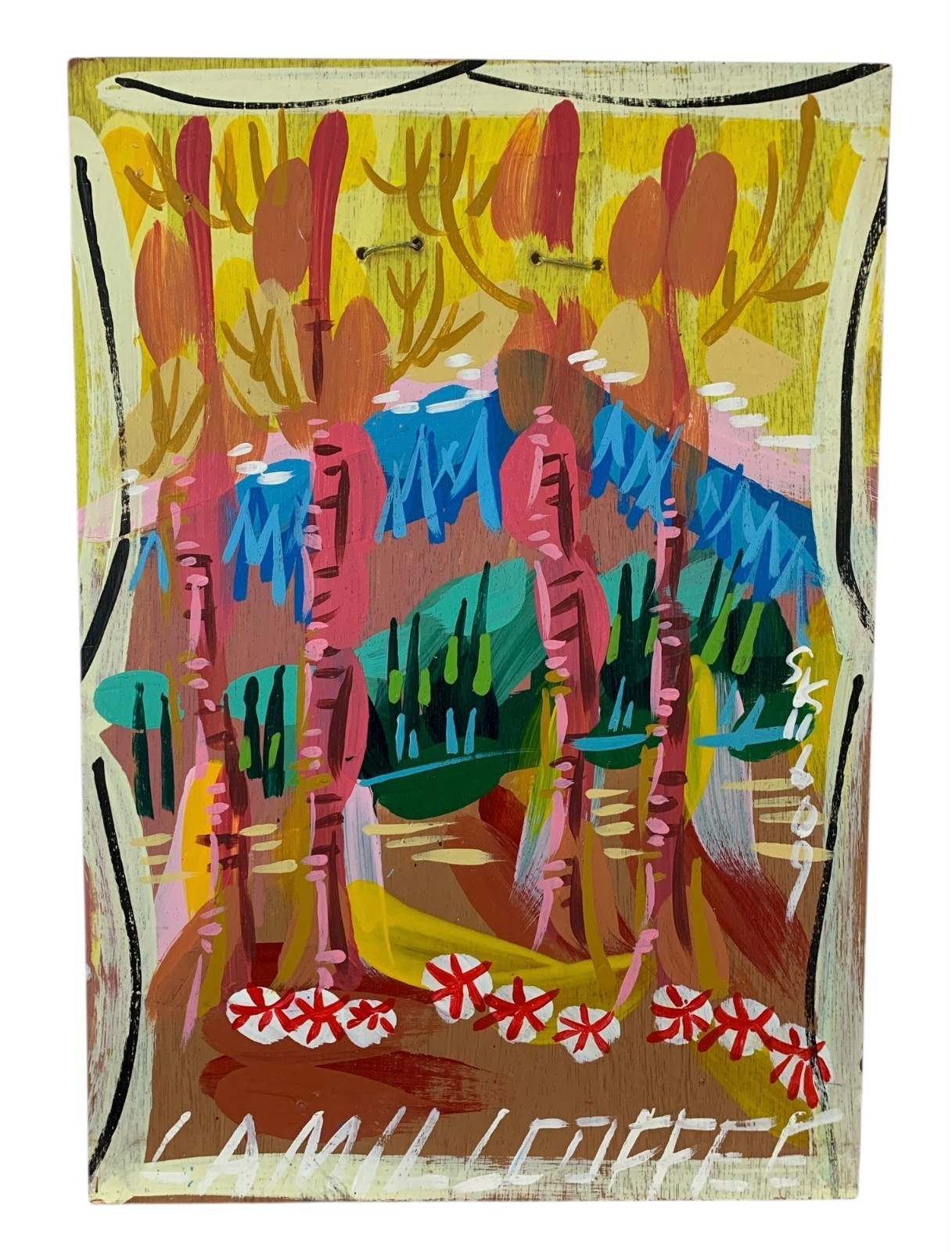 Steve Keene Original Acrylic Painting Lamill Coffee Signed Pop Art 15.75 x 22.6