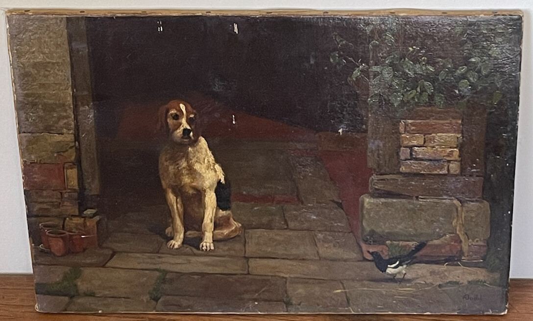 ARTHUR CHARLES DODD 19TH C ANTIQUE OLD MASTER IMPRESSIONIST DOG OIL PAINTING UK