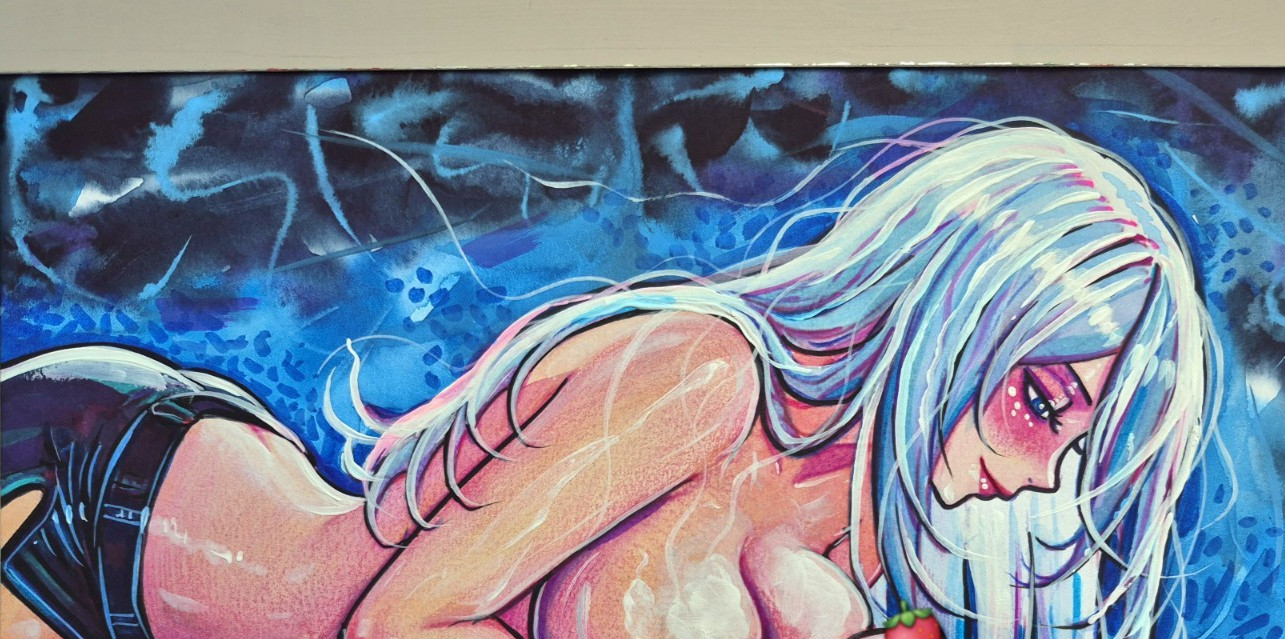 NieR Automata 2B and A2 Original Anime Girls Painting A4 Fan Art Cyberpunk Style