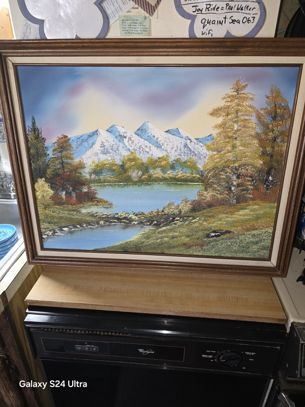 Vintage Oil Painting By Parrino «Winters Peak Lake» Original, Medium Painting 🖼