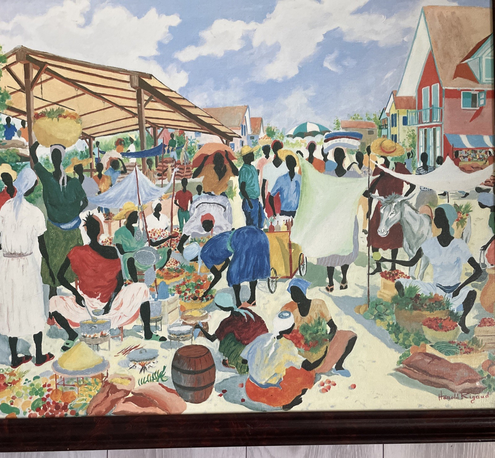 Harold Rigaud Certified Genuine LITHO ON CANVAS «MARKET PLACE»27X23”