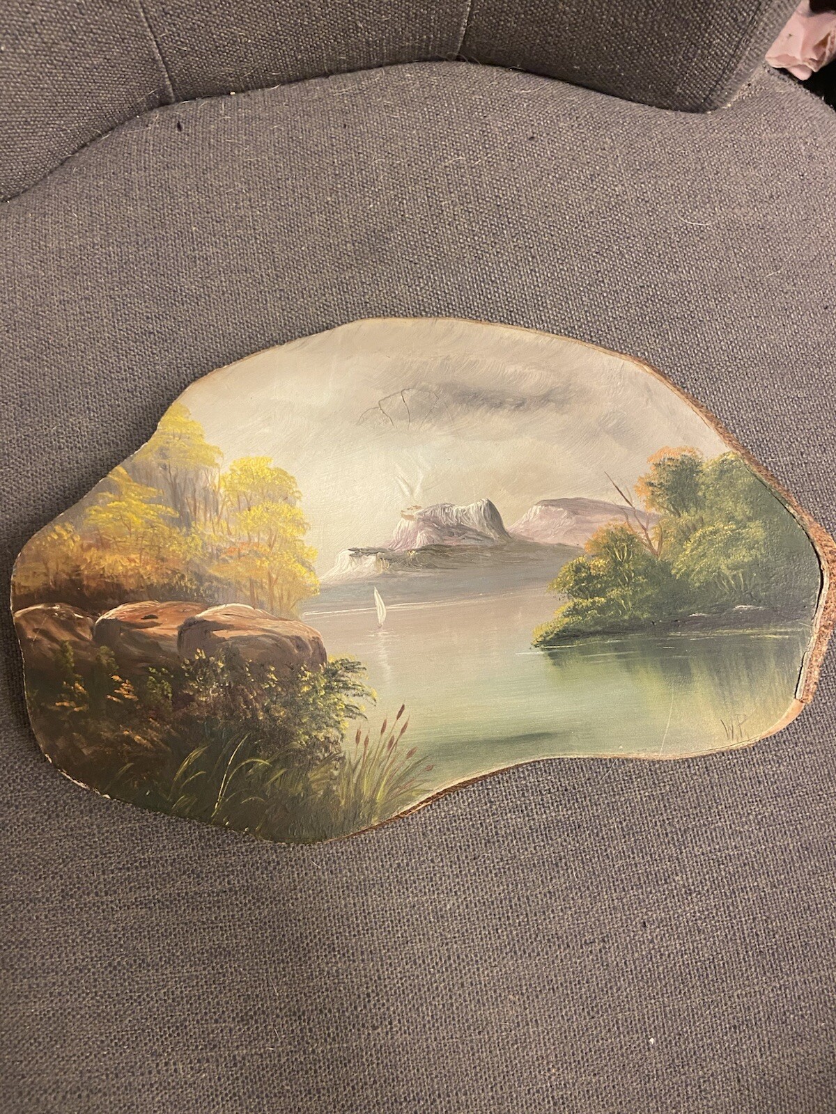 Antique California Painting Autumn Landscape Orange-wood 1938 Signed Percival