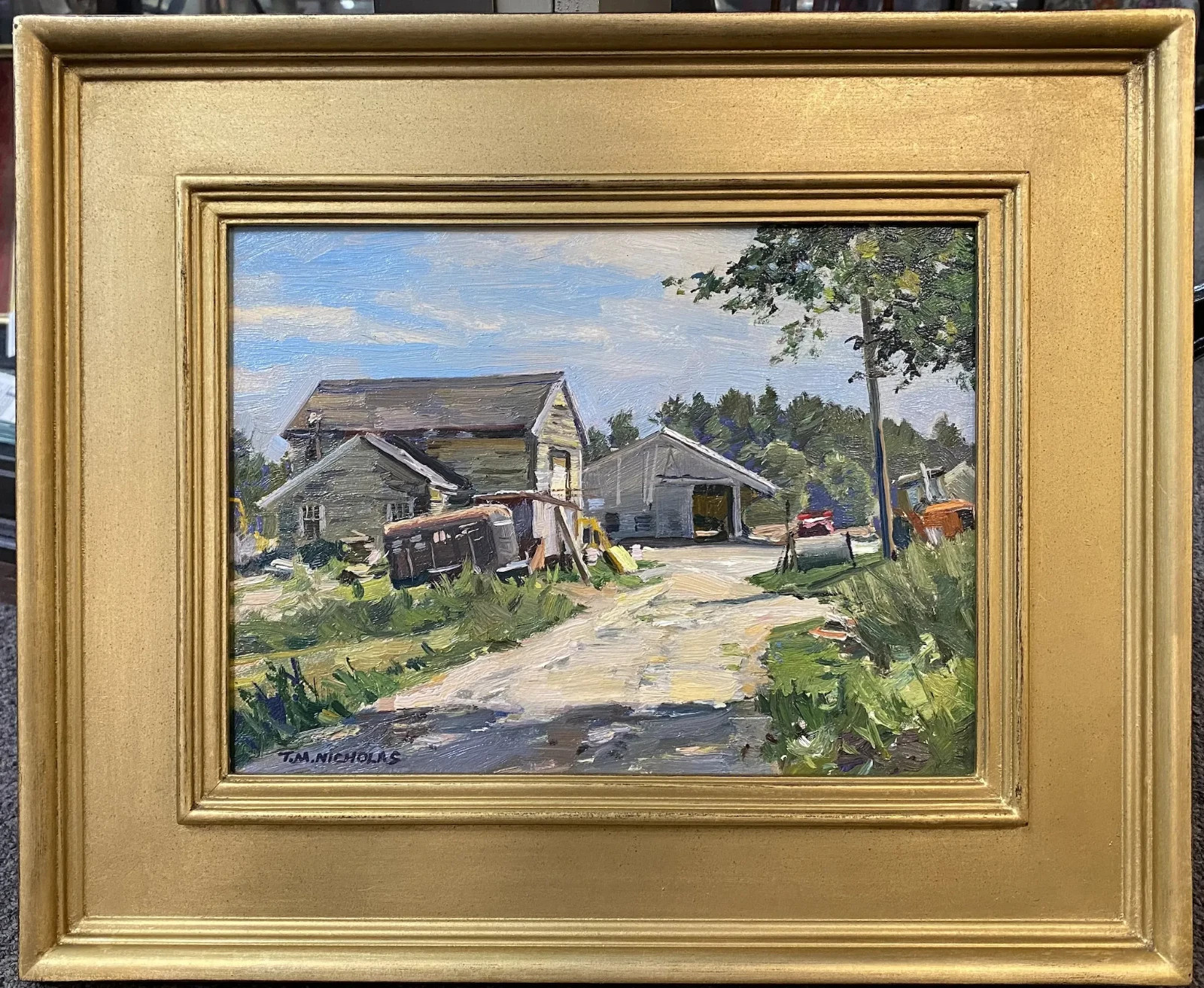 T.M. Nicholas Impressionist New England Landscape Oil Painting, N.H. Farm