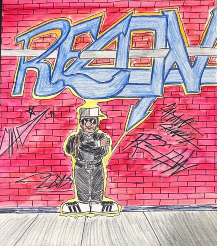 RARE VTG 1984 BLACK AMERICANA RAP HIP HOP ART DRAWING BREAKDANCE B BOY ADIDAS