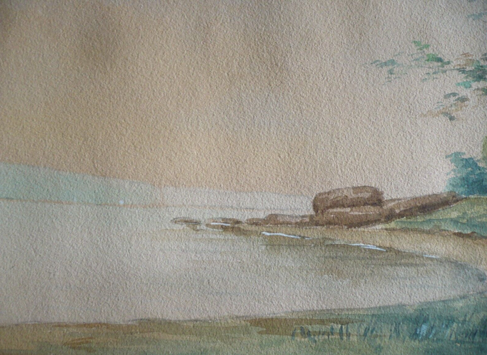 GEORGE MORTON, LISTED BRITISH ANTIQUE OLD WATERCOLOR LANDSCAPE 1900 era PAINTING