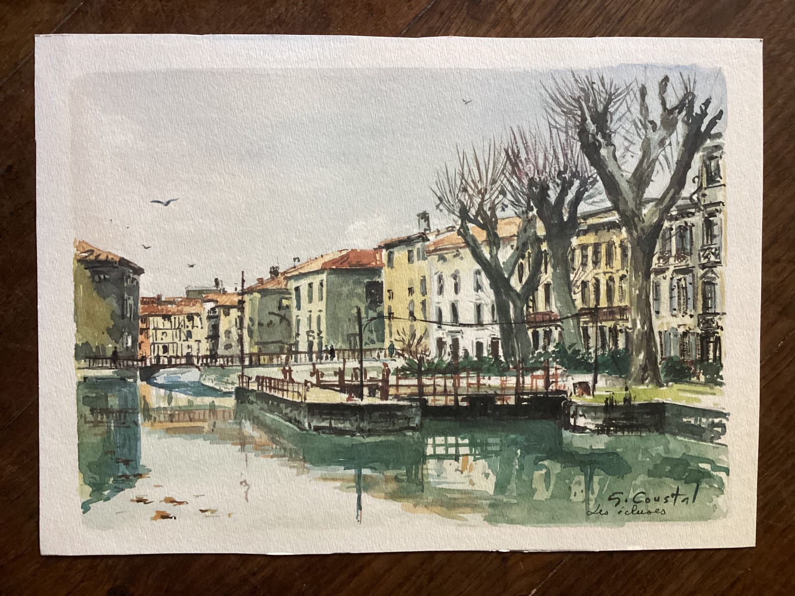 Watercolour – Gerard Coustal, Narbonne Lock
