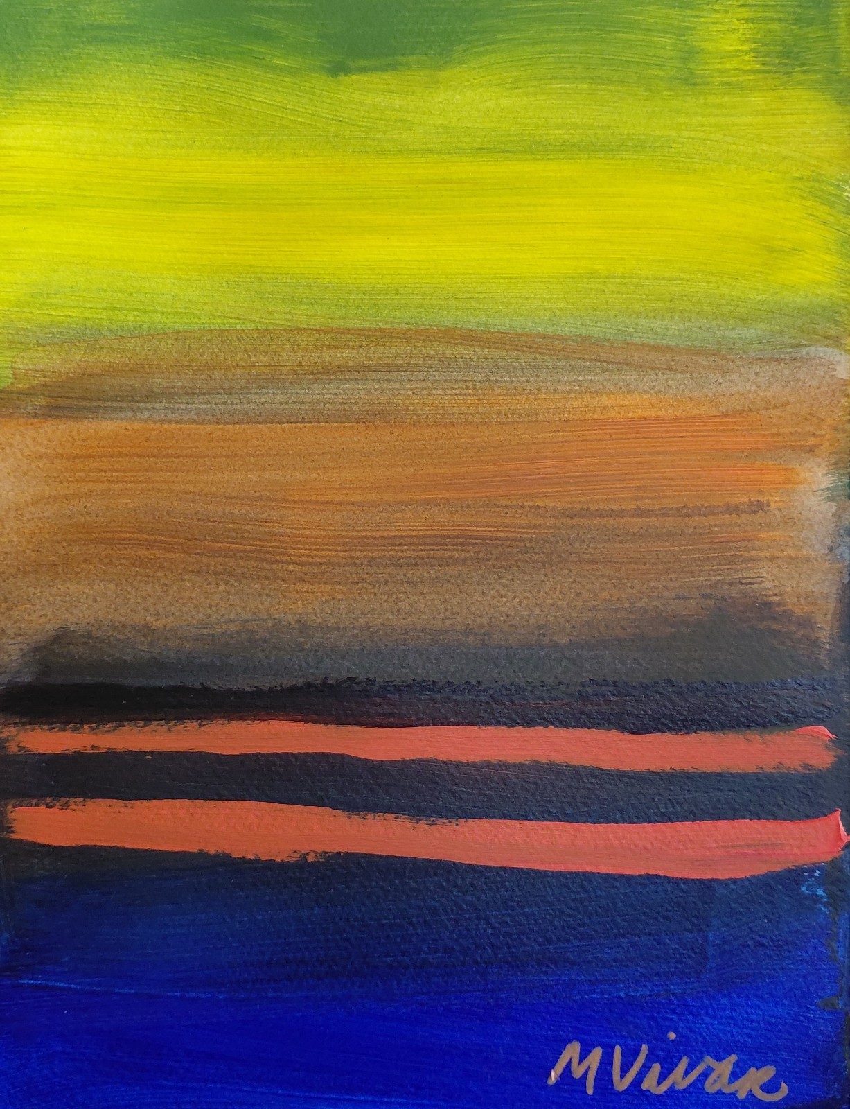 MONA VIVAR 12 x 9 Abstract Acrylic Art on Paper – Colorful Modern Design