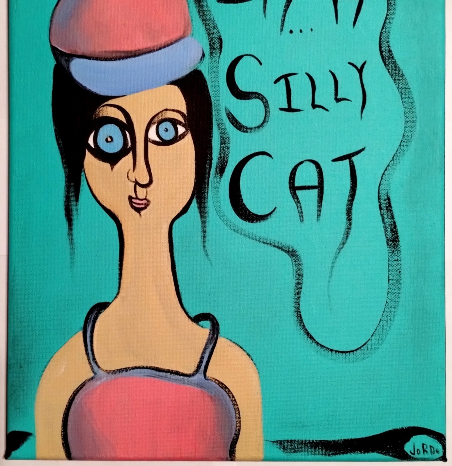 I’M A SILLY CAT POP EXPRESSIONISM PAINTING STRETCHED CANVAS..11 X 14 BY: JORDO
