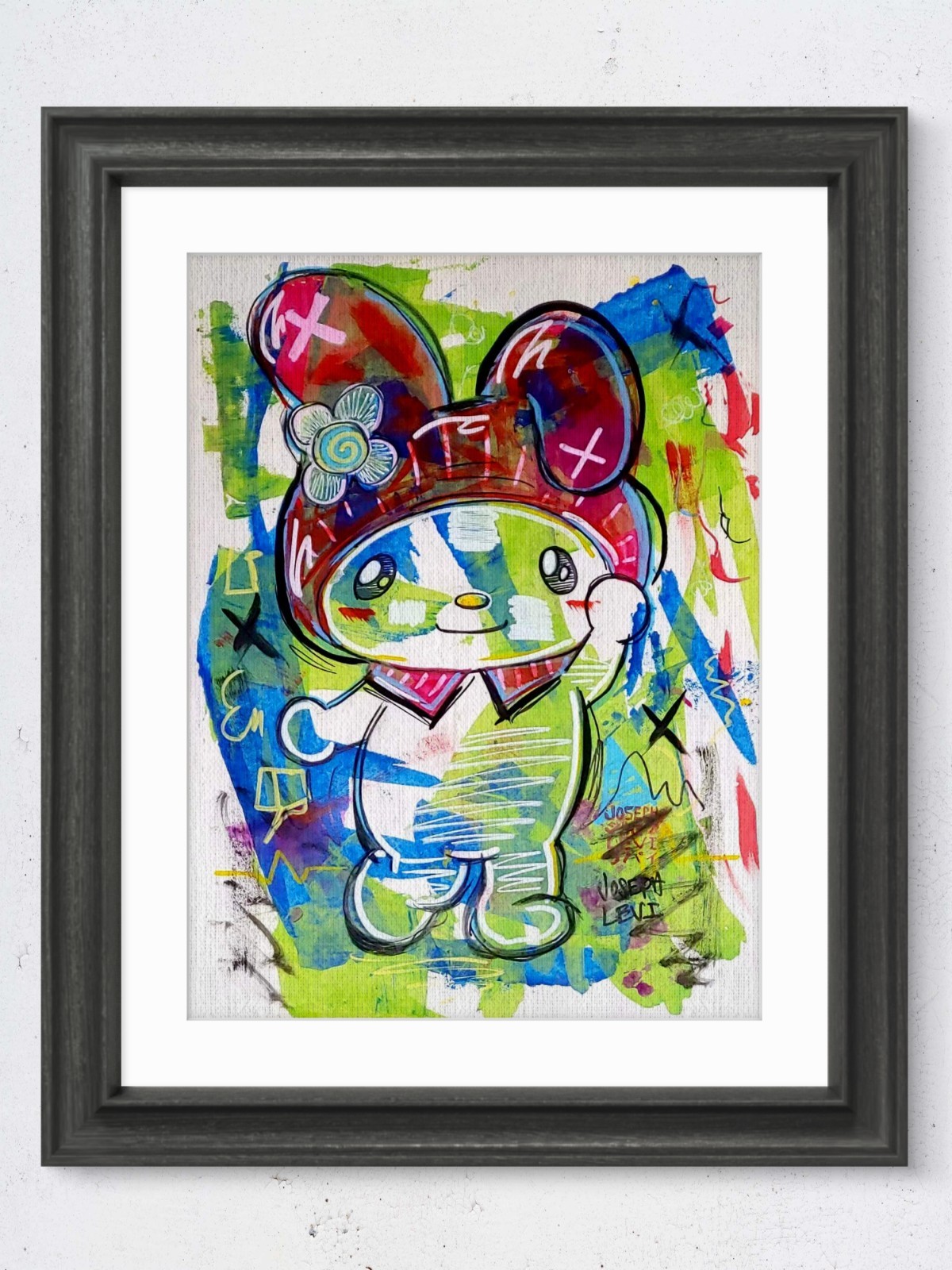 Original Modern Art 9×12 Expressionist Sanrio My Melody Acrylic Painting Paper