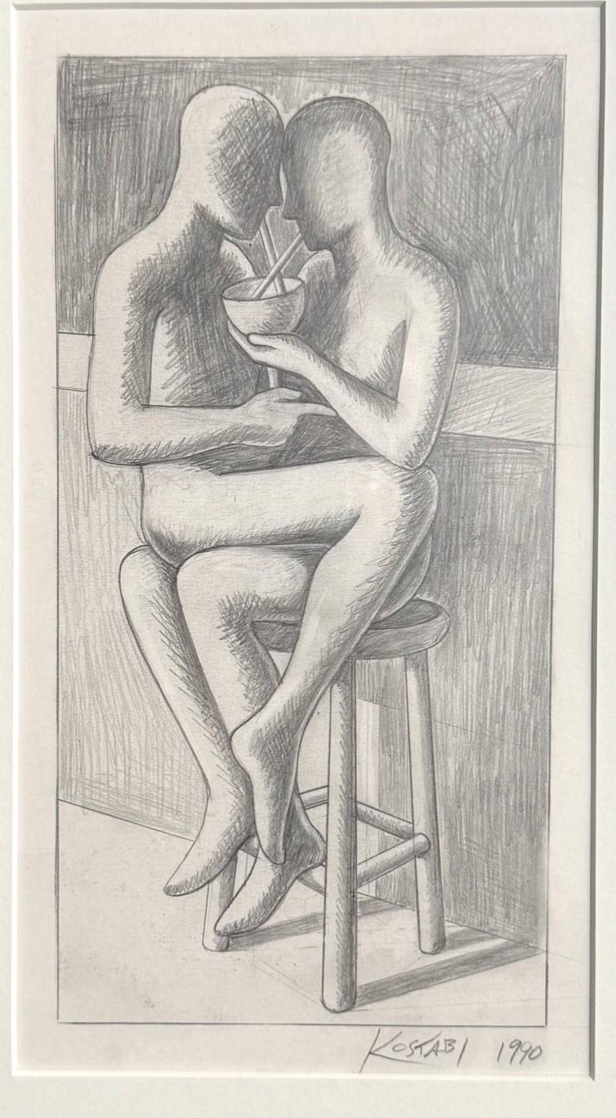 Original Pencil Drawing by Mark Kostabi