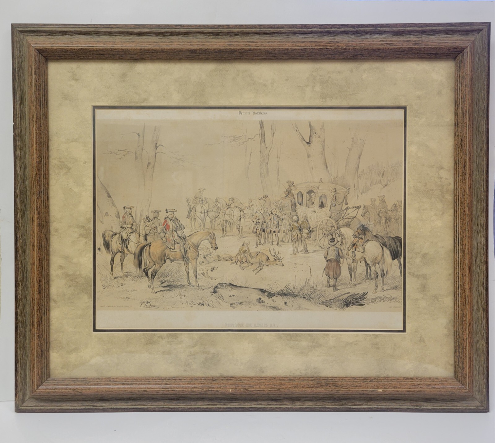 Antique 19th Century Art Depicting a Military Scene with Soldiers on Horseback
