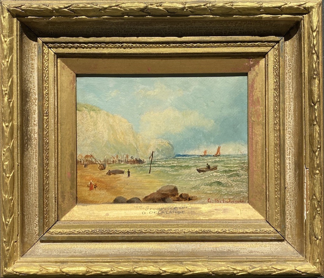 G. Delalande Grouville Jersey Oil Painting Antique Coastal Seascape