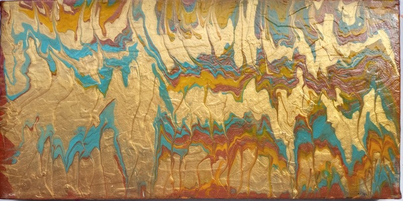 Outsider Abstract Expressionist Canvas Gold Original Art Painting Modern Contemp