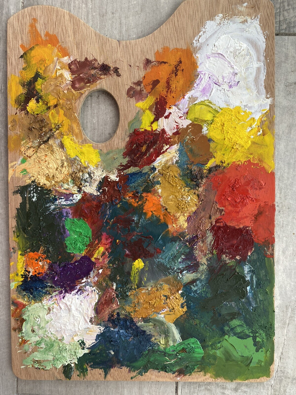 Original Artists Painters Palette Oil on Board Two Side Colorful Art Impression