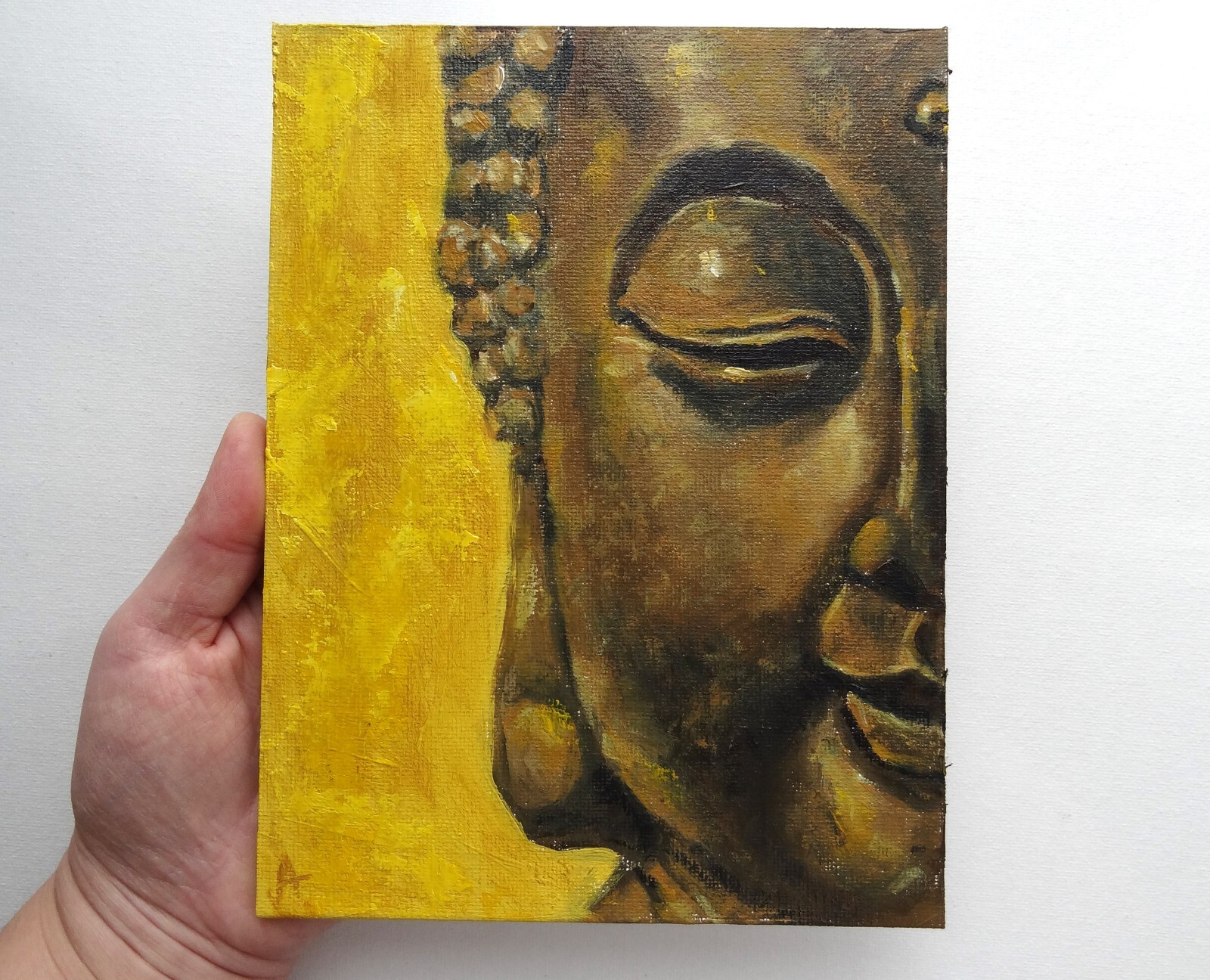 Buddha Painting Zen Original Art 6″ by 8″ Buddhism Wall Art Meditation Artwork