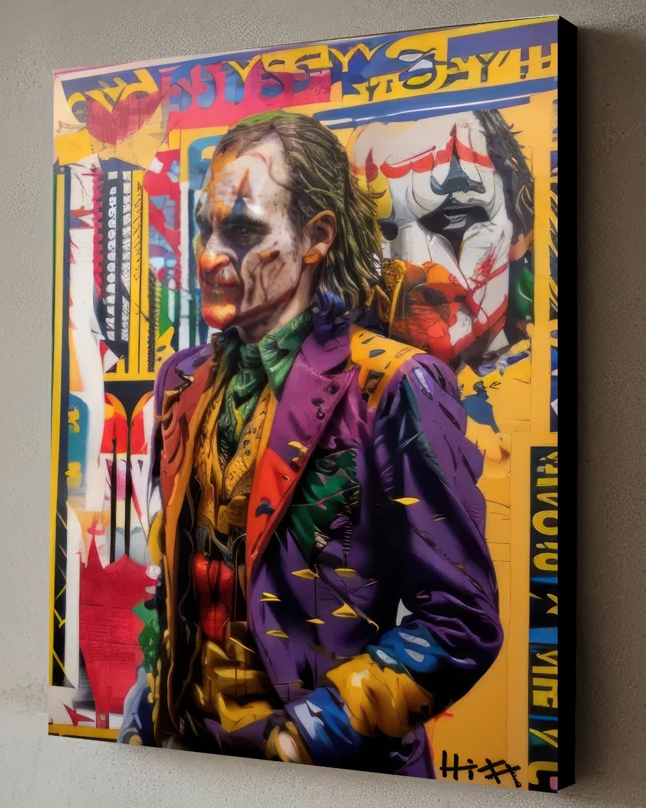 The Joker Joaquin Phoenix Rotella style Painting w/COA – 40X30cm Art Batman