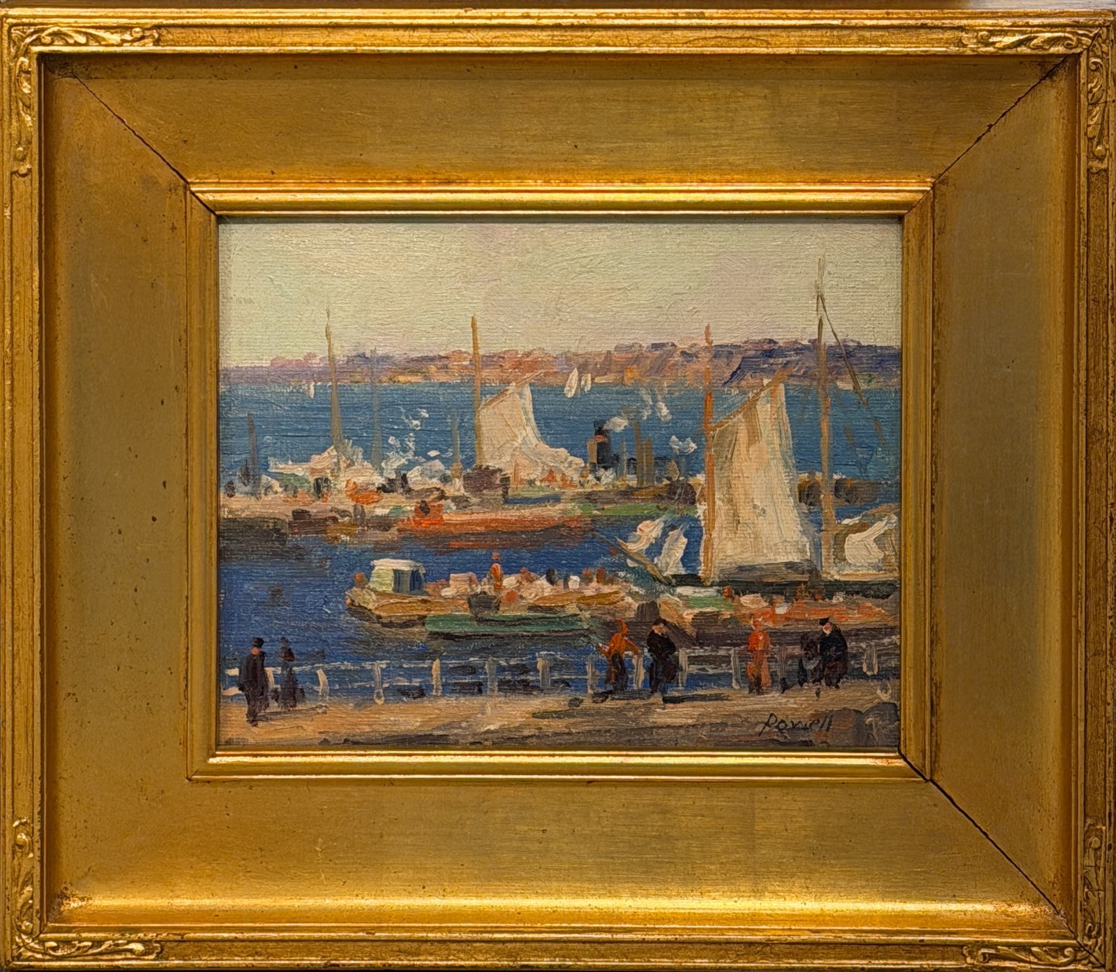 Arthur J E Powell Harbor Scene Sailing Boats Marine Oil Painting Impressionist