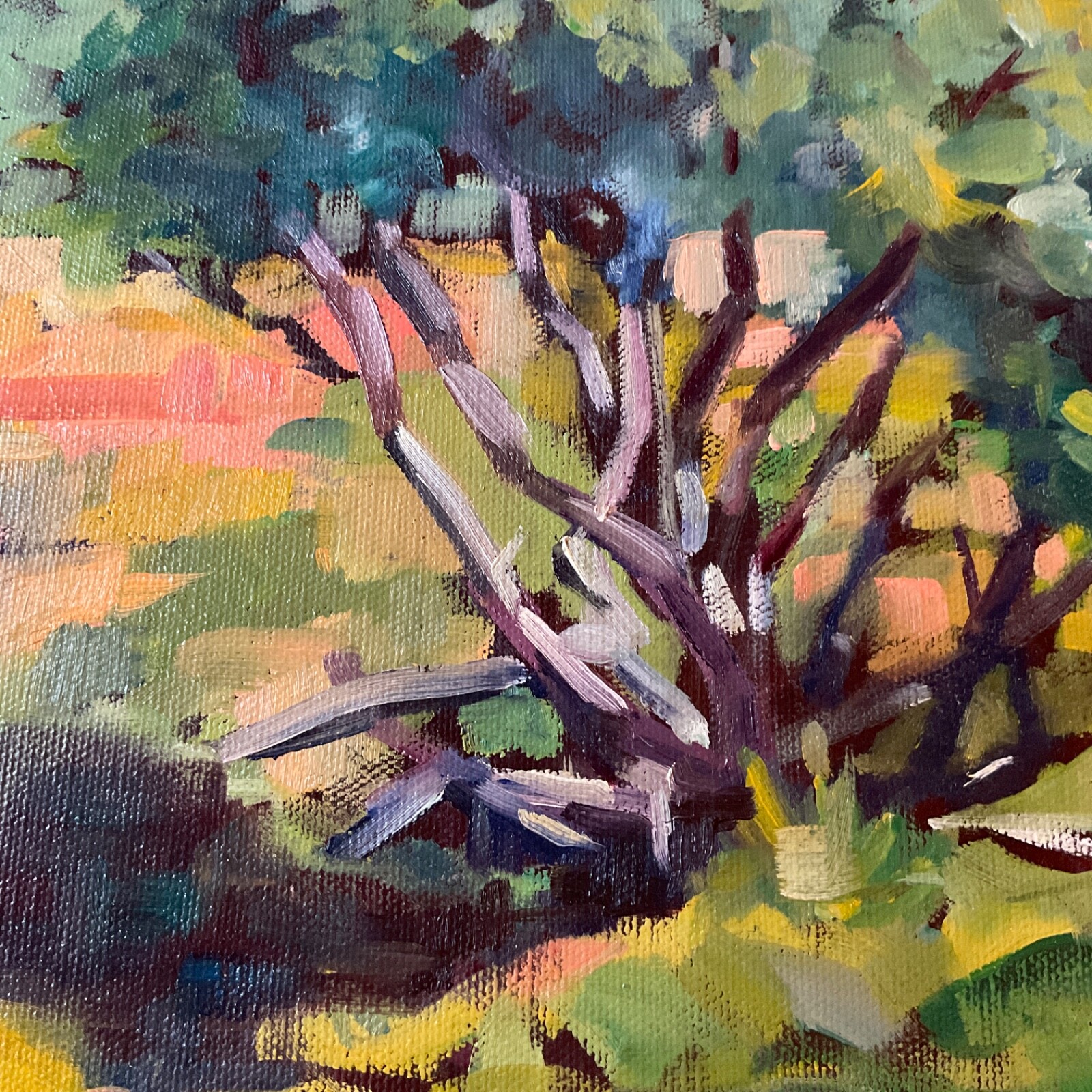 Impressionist landscape original acrylic PAINTING trees signed wall art modern