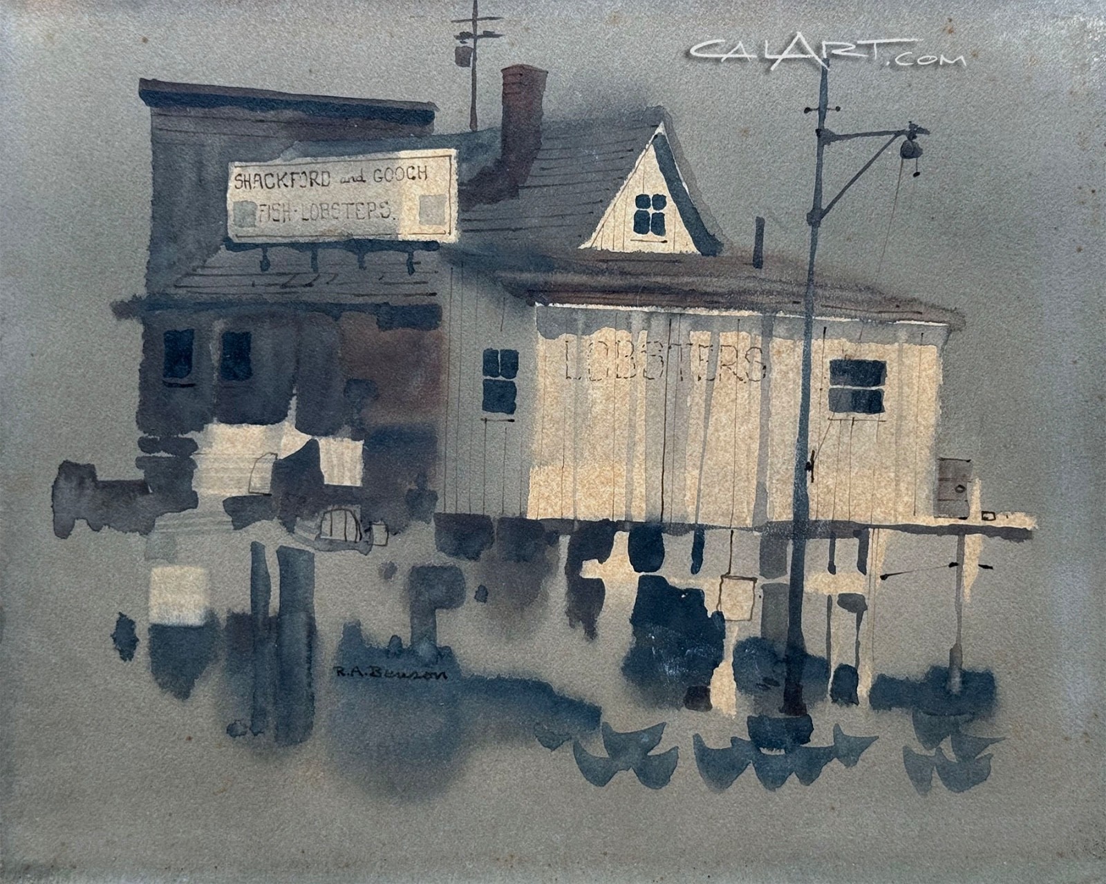 Ritchie Benson Watercolor – Shackford and Gooch Lobster Shack, Coastal Maine