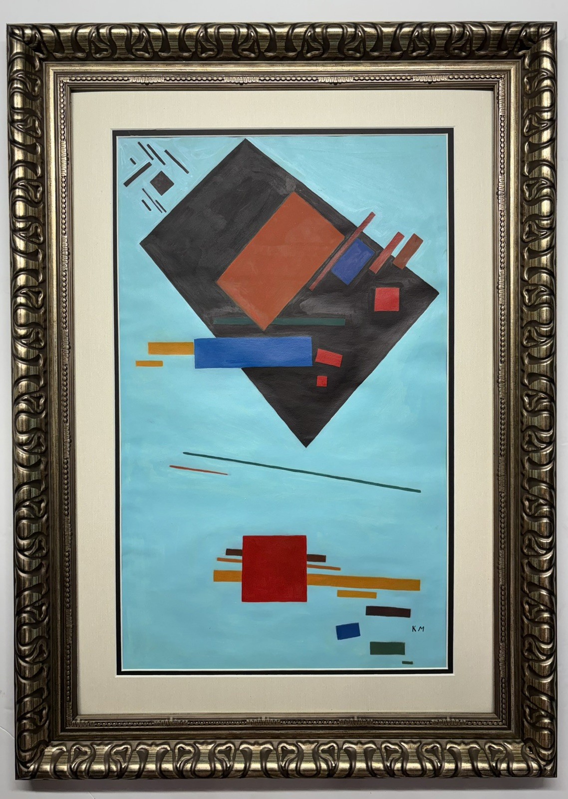 Kazimir Malevich 1879-1935 Oil on Paper in the style of .Matted ,Frame.signed